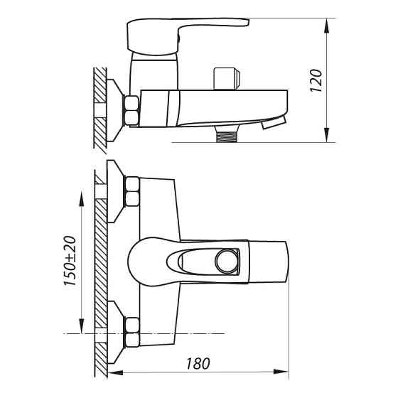 Смеситель для ванны Zerix SEO 181 с универсальным дизайном ZX2758 Харьков