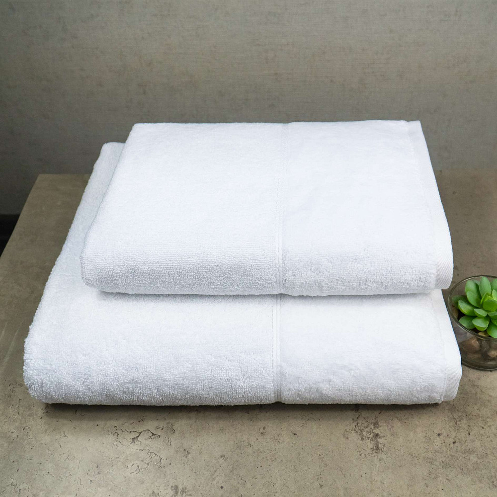 Набор полотенец велюр/махра 2шт GM Textile 50x90см, 70x140см Премиум качества Milado 550г/м2 (Белый) Сумы - изображение 1