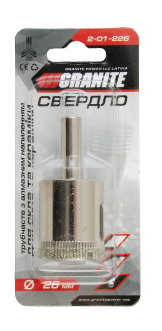 GRANITE Свердло для скла та кераміки GRANITE трубчасте з алмазним напиленням 26 мм 2-01-226 Київ - фото 2