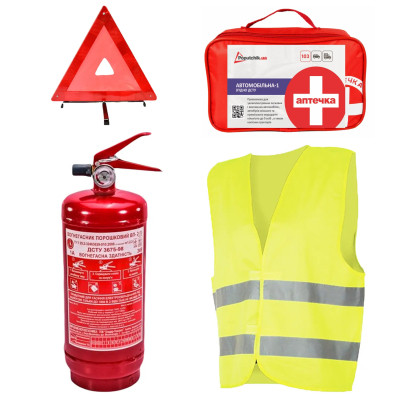 Набір техдопомоги Poputchik з Аптечкою АМА1 ДСТУ (ВП-2+Аптечка+Знак+Жилет) (33-031-IS) Вінниця - фото 1