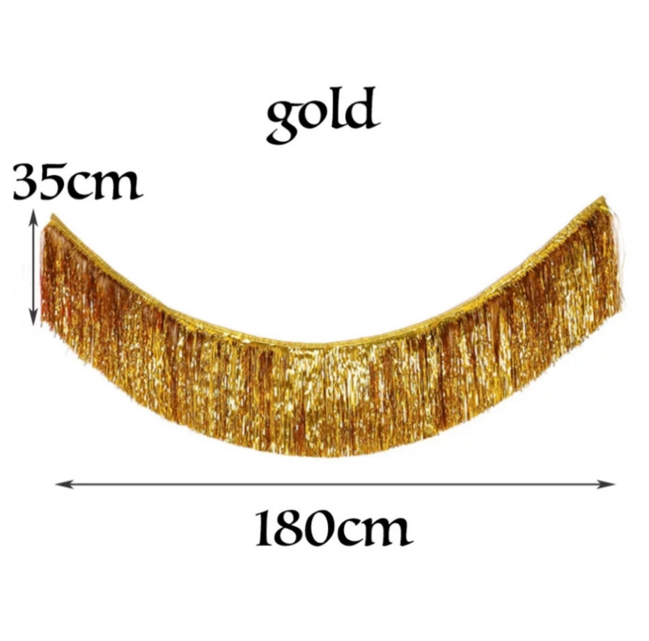 Гирлянда дождик для фотозоны 180 на 35 см золотистый Киев - изображение 2