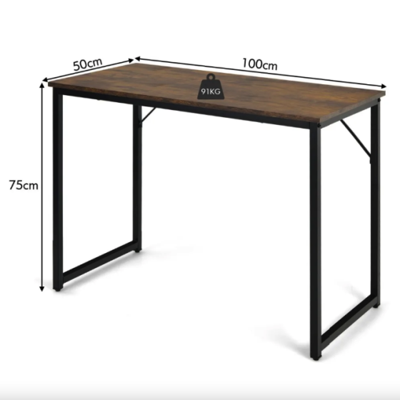 Письмовий стіл Costway Homart із сталевим каркасом коричневий Київ