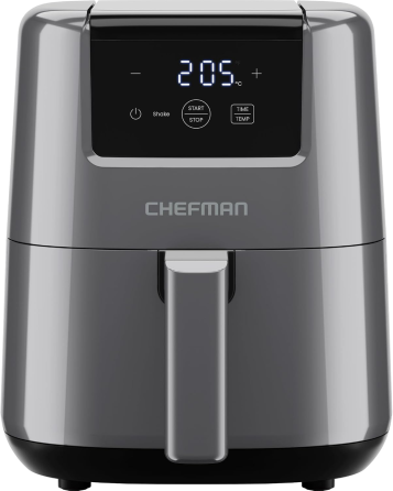Аерофритюрниця Chefman TurboFry 2 л, 900 Вт, 80–205°C, цифрове сенсорне керування, таймер, нагадування про струшування, сіра Київ