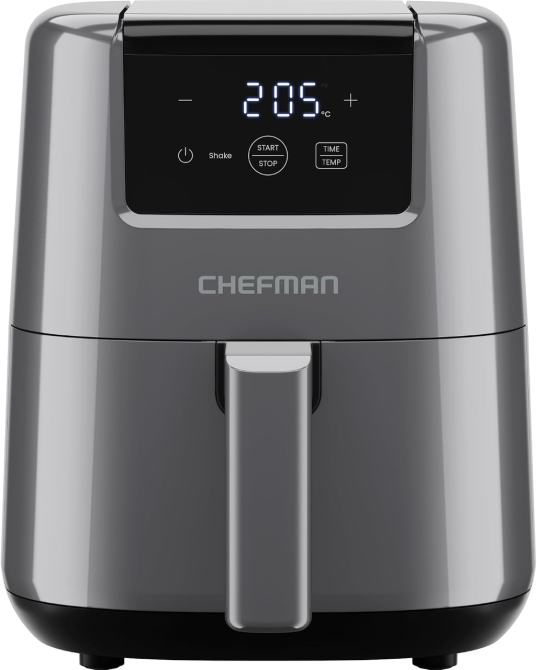 Аерофритюрниця Chefman TurboFry 2 л, 900 Вт, 80–205°C, цифрове сенсорне керування, таймер, нагадування про струшування, сіра Київ - фото 2