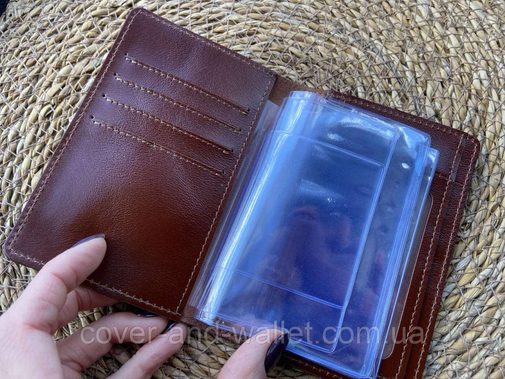 Кожаная обложка для авто документов коричневого цвета ST Leather Киев - изображение 2