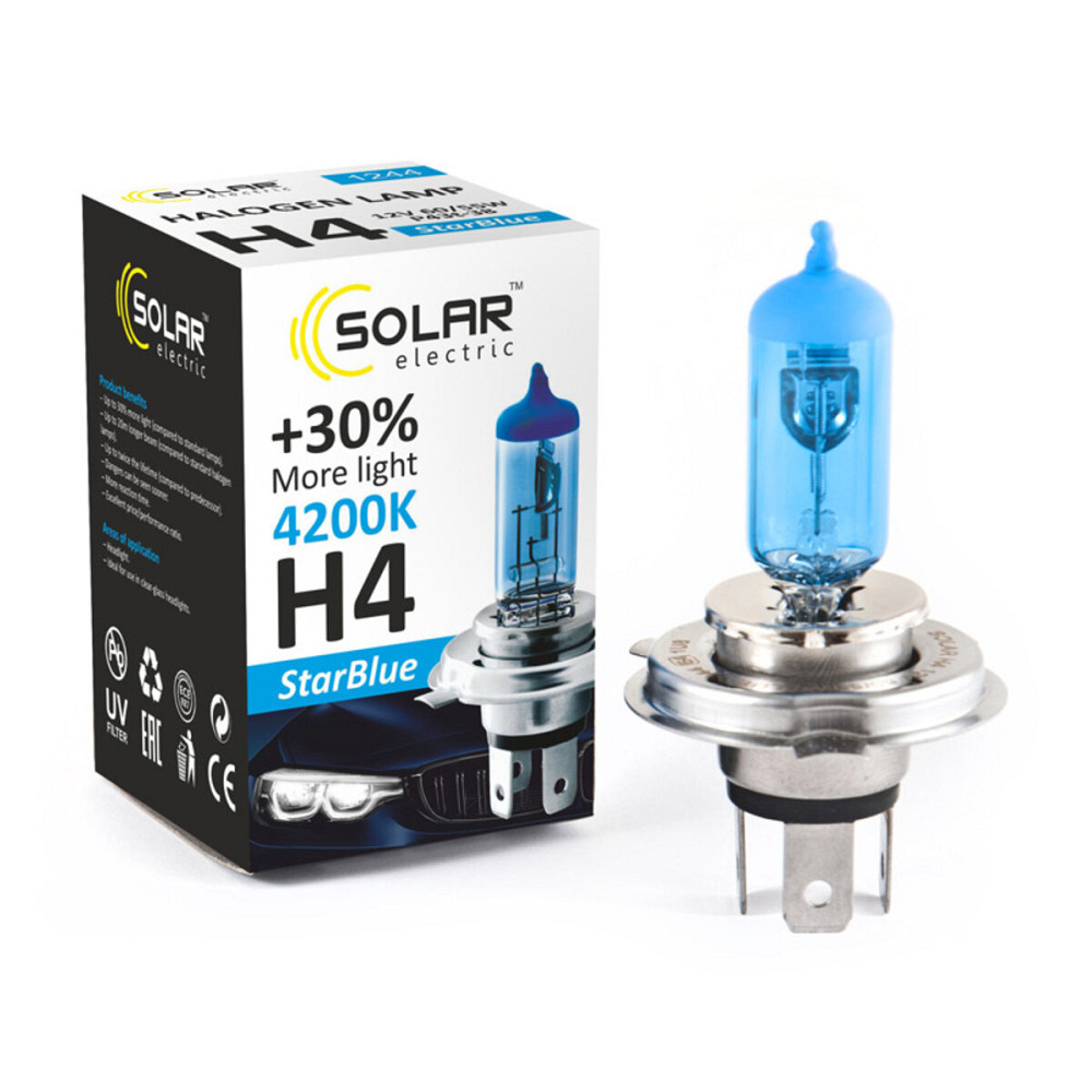 Галогенова лампа Solar H4 12V 60/55W P43t-38 StarBlue 4200K Київ - фото 1