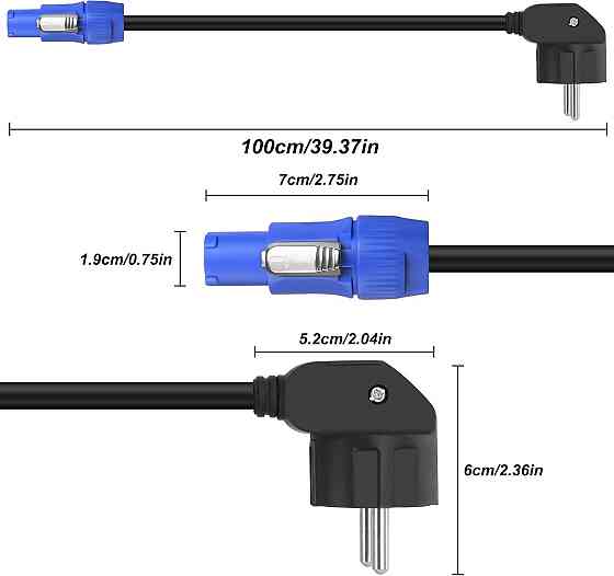 Кабель живлення Powercon Plug 20А для сценічного освітлення 3-контактний кабель живлення 1м Луцьк