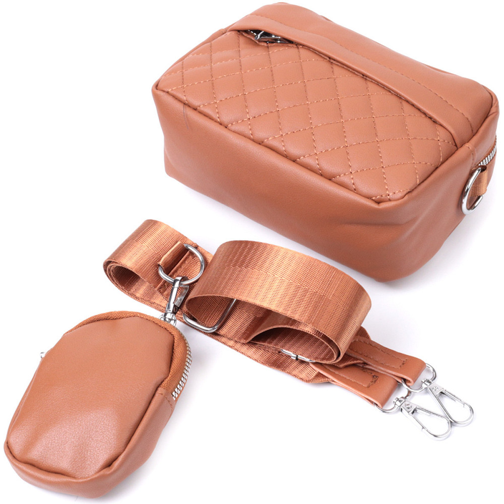 Женская сумка кросс-боди с монетницей из экокожи Vintage 22795 Рыжий Киев - изображение 5