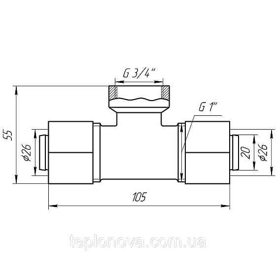 Тройник с внутренней резьбой APE 732 L 26х3/4″x26 ITALY Черновцы