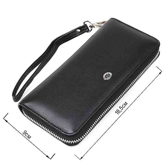 Кожаный женский клатч на молнии ST Leather 18933 Черный Киев
