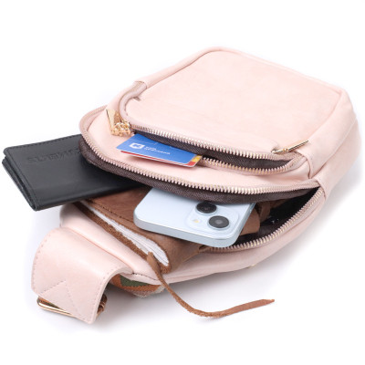 Сумка Vintage Компактна жіноча з однією лямкою через плече з гладкої екошкіри Рожева (22766) Вінниця - фото 4