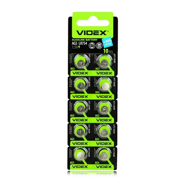 Батарейки Videx AG5 1.5В алкалінові 10шт для годинників та іграшок Київ - фото 2
