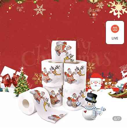 Новогодний декор, Туалетная бумага с принтом, Санта-Клаус и Олень (Дед мороз), декор для Нового года, 22м Киев
