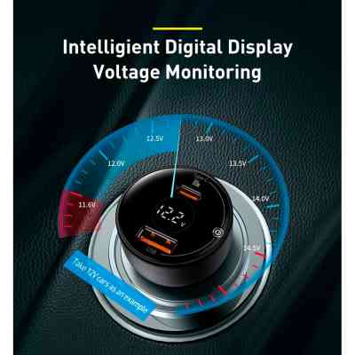 Зарядное устройство Baseus Superme Digital Display PPS Dual Quick Charger Car Charger black (TZCCZX-01) Винница