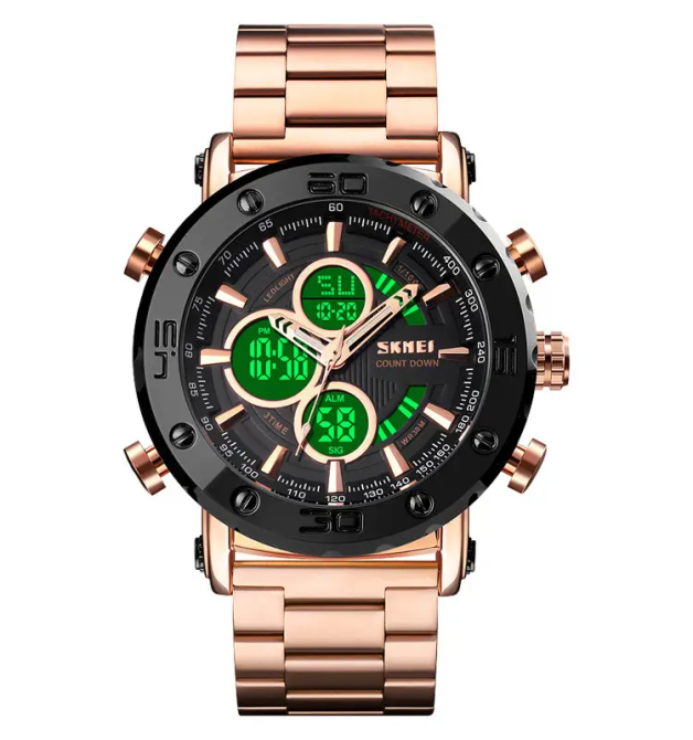 Чоловічий годинник Skmei 1636 з браслетом Рожеве золото Вінниця - фото 2