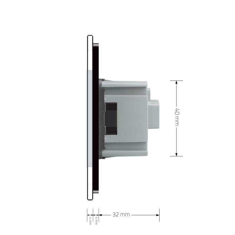 LIVOLO Електрична розетка з заземленням LIVOLO, чорна з білою вставкою, шторки, скло, 250В 16А Коломия - фото 3