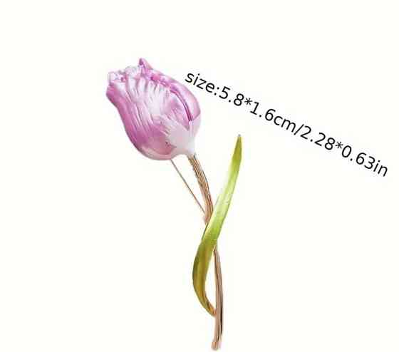 Брошка "Тюльпан" Білий Сміла