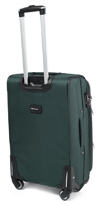 Чемодан WINGS 6802 средний на 4-х колесах тканевый 66 см зеленый Киев - изображение 2