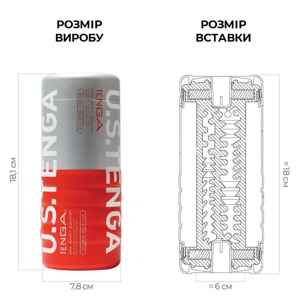 Мастурбатор Tenga US Double Hole Cup (двухсторонний большой) с двумя независимыми каналами Sex Aura Киев - изображение 2