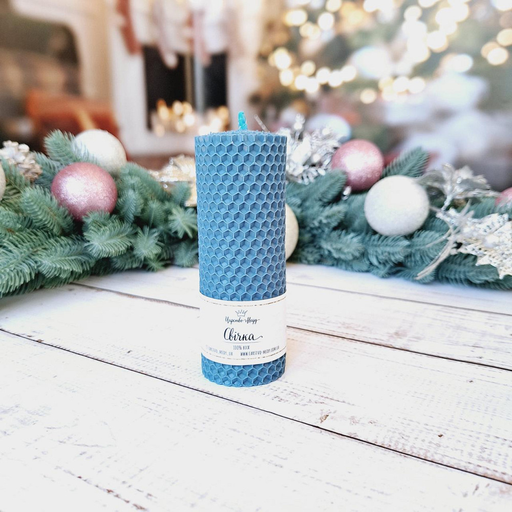 Восковая свеча из цветной вощины 8,5 см. Цвет - синій. Одесса - изображение 2