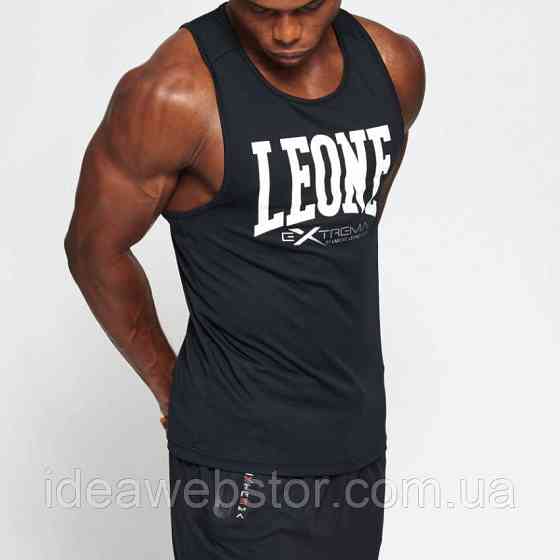 Майка Leone Logo Black спортивна чоловіча тренувальна для боксу ММА фітнесу та спортзалу чорна 100% поліестер M Київ