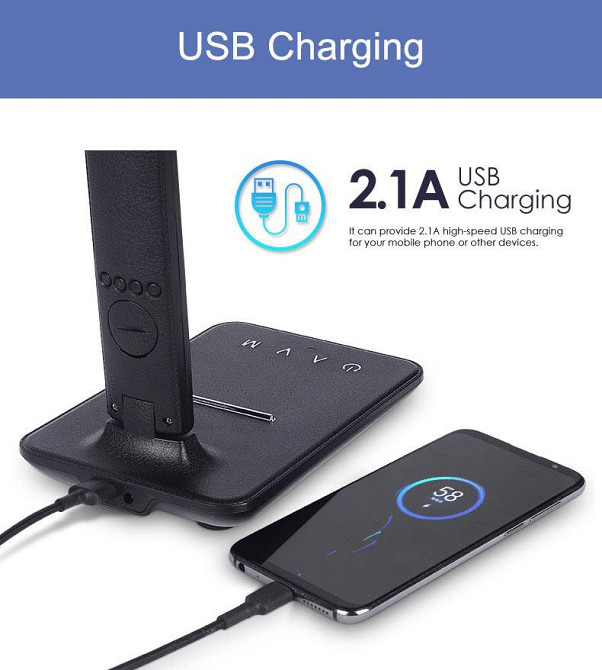 Настольная LED лампа с беспроводной зарядкой и дисплеем Киев - изображение 2