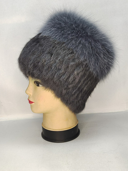 Шапка жіноча зимова хутряна з кролика Мерлін темно Графітовий Харків - фото 1