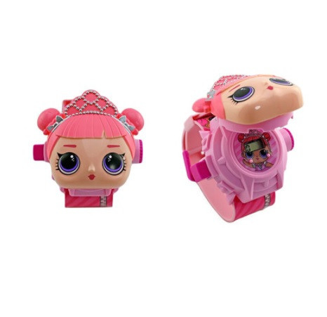 Часы кукла Лол детские с проектором, розовые, 24 картинки, сверху электронные часы под крышечкой Киев - изображение 3