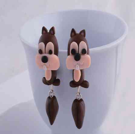 Серьги для девочки, коричневые - длина 3,5см, глина, (ручная работа) Киев