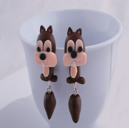 Серьги для девочки, коричневые - длина 3,5см, глина, (ручная работа) Киев - изображение 1