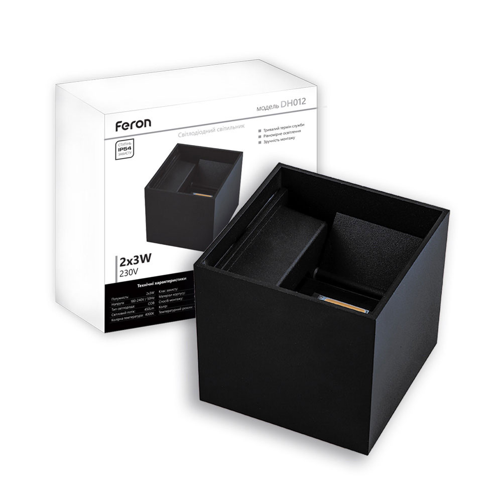 Архітектурний світлодіодний накладний світильник Feron DH012 6Вт 4000K чорний Харків - фото 1