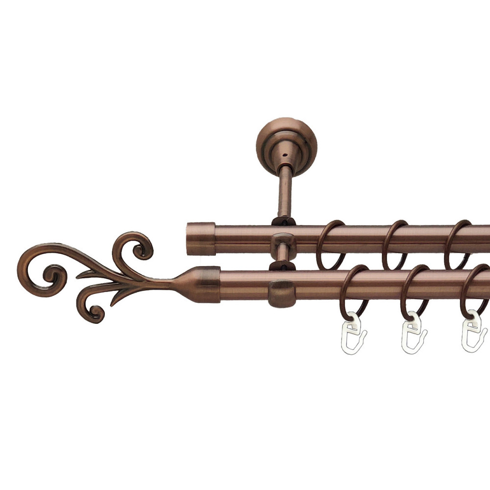 Карниз Orvit Фала металевий дворядний відкритий Мідь 19\19 мм 240 см (00-00012150) Львов - изображение 1