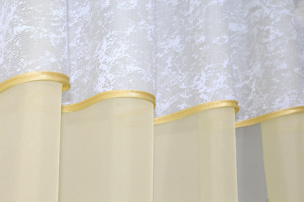 Кухонна занавіска VR-Textil № 00к бежевий з білим 280х170 см (59-588) Київ - фото 4