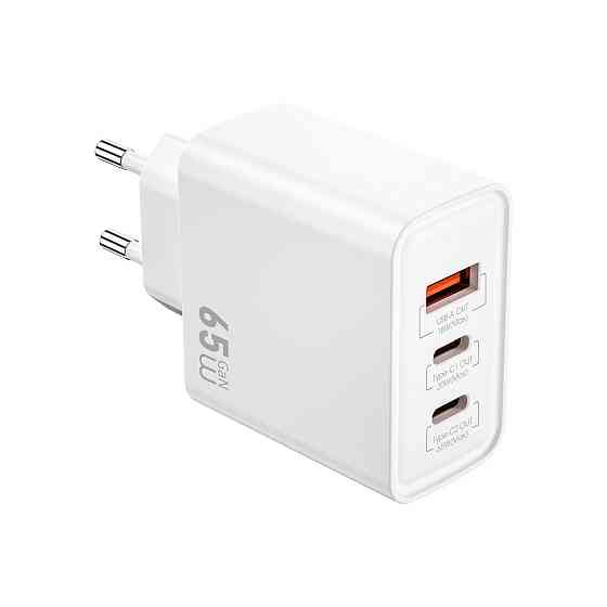 Мережевий зарядний пристрій WIWU 65W Essen GaN Fast Charger 1A+2C Wi-G005 EU White Одеса
