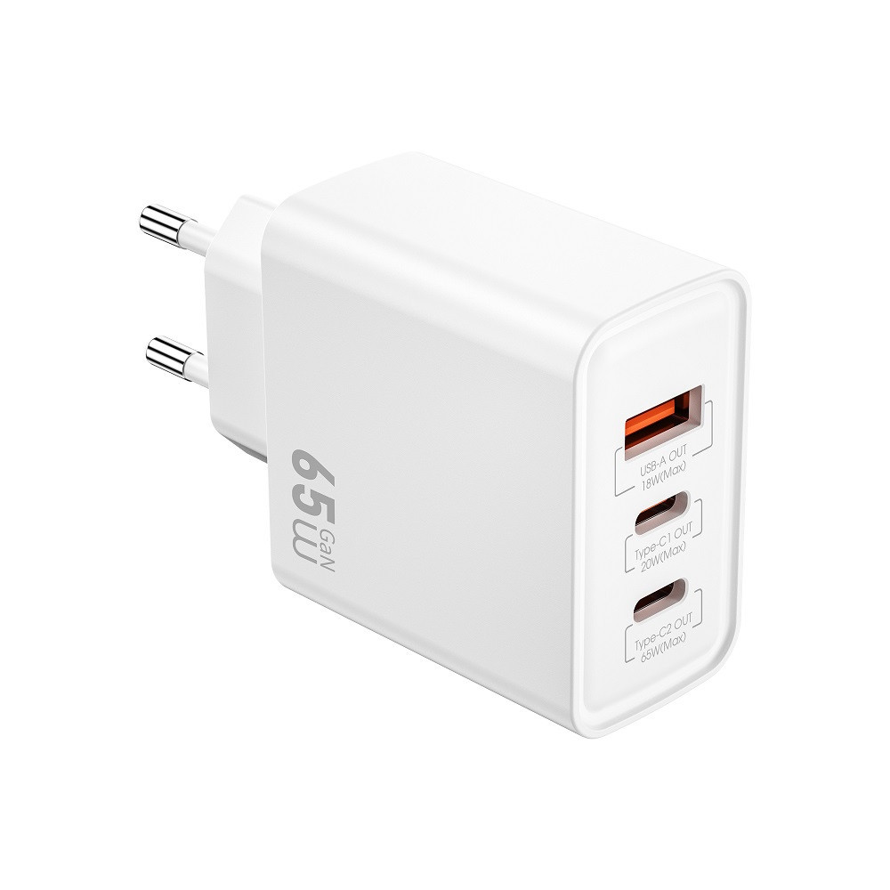 Мережевий зарядний пристрій WIWU 65W Essen GaN Fast Charger 1A+2C Wi-G005 EU White Одеса - фото 4