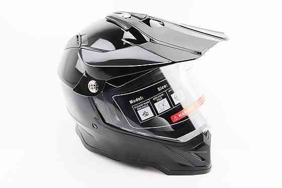 Шолом кросовий/ендуро/АТV зі склом BLD-819-7 S (55-56см), ЧОРНИЙ глянець Киев
