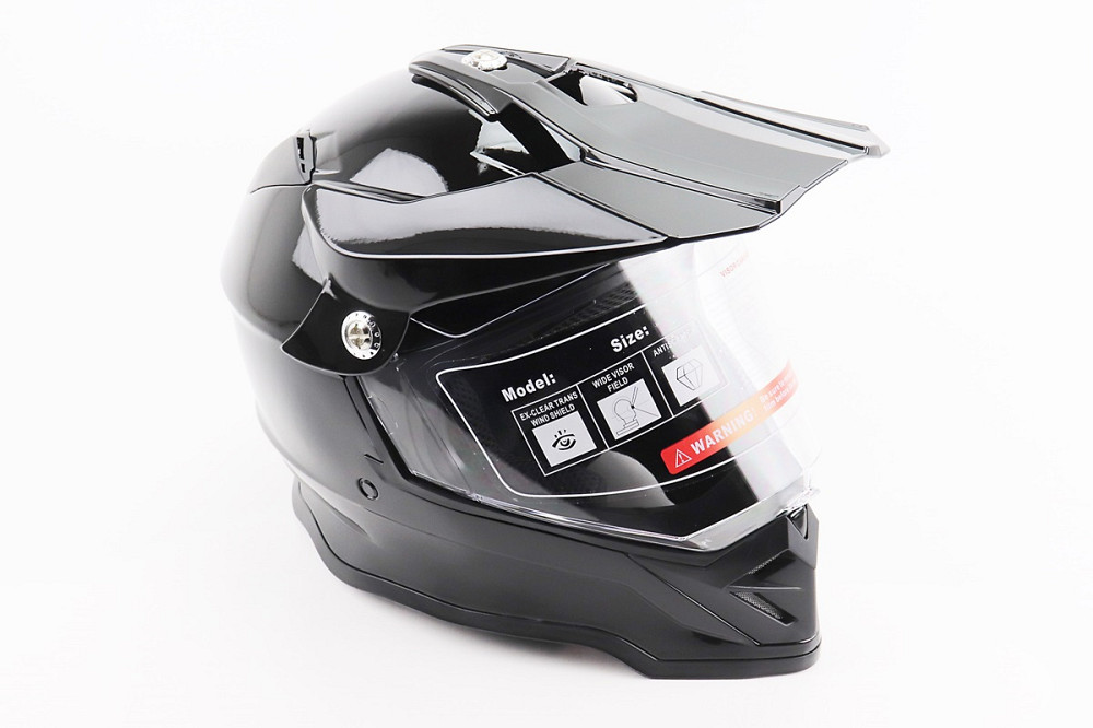 Шолом кросовий/ендуро/АТV зі склом BLD-819-7 S (55-56см), ЧОРНИЙ глянець Київ - фото 1