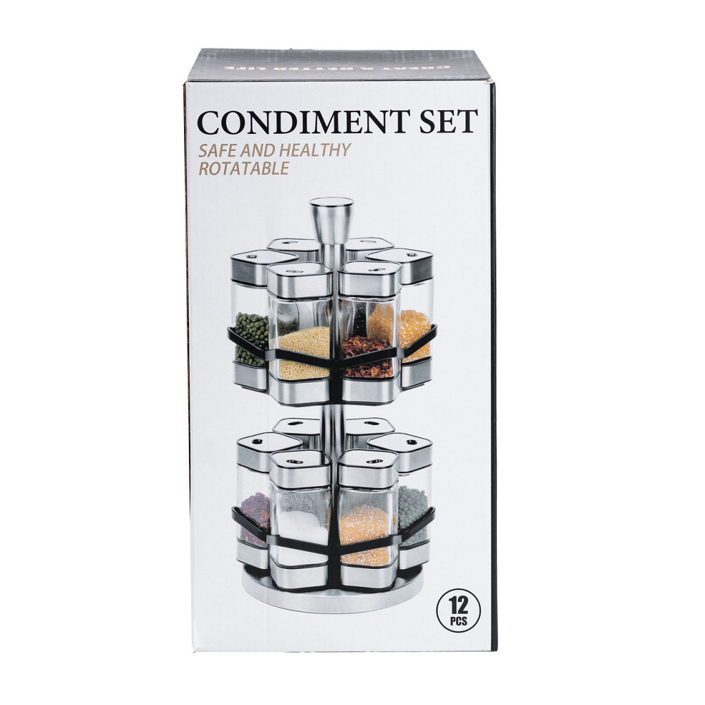 TS Kitchen Набір для спецій на підставці 12 баночок по 120 мл, хром із золотом Коломыя - изображение 7