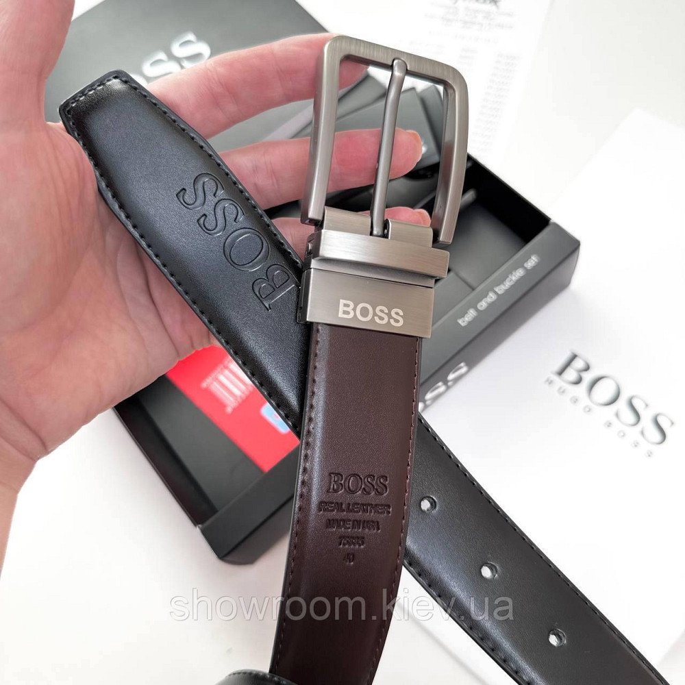 Мужской двусторонний ремень с двумя пряжками (203) Киев - изображение 7