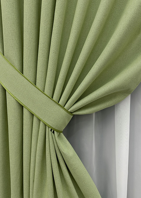 Комплект готовых штор VR-Textil Блэкаут двусторонний ASHEN NIGHT № 1841ш Оливковый 200х270 см 2 шт (32-255) Киев - изображение 5