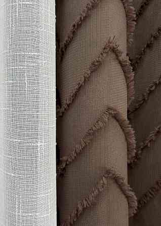 Шторная ткань Лен Букле цвет коричневый 1814ш Киев