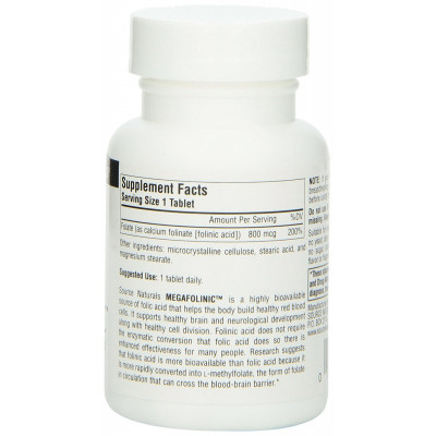 Вітамін Source Naturals Біоактивна Форма Фолієвої Кислоти (В9) 800мкг, MegaFolinic, (SN2027) Вінниця - фото 2