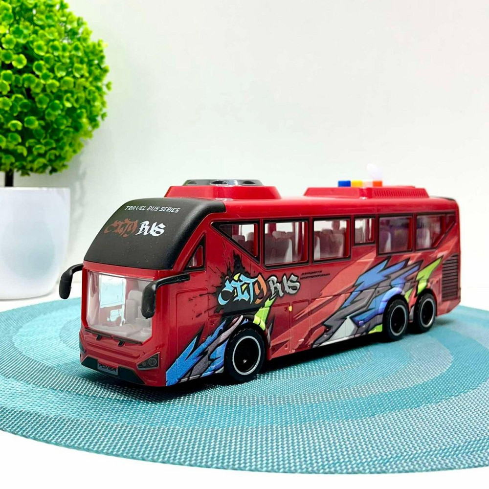 Автобус з інерцією підсвічуванням та звуком відкриваються двері 27см Червоний (JS162BC) Чернігів - фото 1