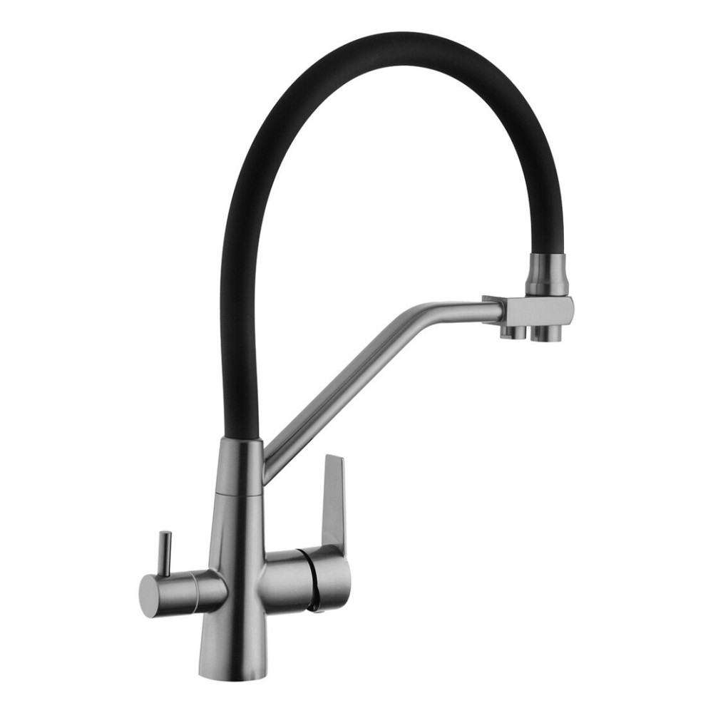 Змішувач для з підключенням до фільтру INX4A-08 GUNGREY  гнучкий вилив, графіт/чорний Київ - фото 2