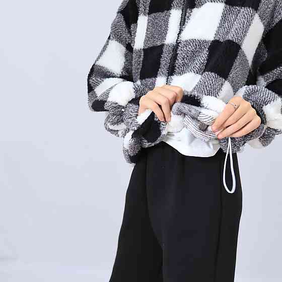 Дитяча тепла куртка тедді на змійці в чорно білу клітинку Кам'янець-Подільський