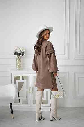 Женское замшевое платье с вышивкой 50-52, Капучино Одеса