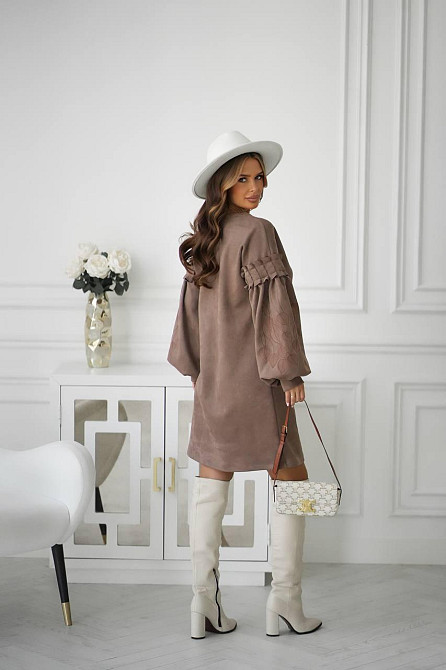 Женское замшевое платье с вышивкой 50-52, Капучино Одесса - изображение 5