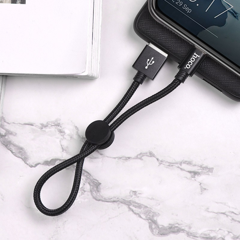 Кабель HOCO X35 USB to Type-C 3A, 0.25m, nylon, aluminum connectors, Black Киев - изображение 3