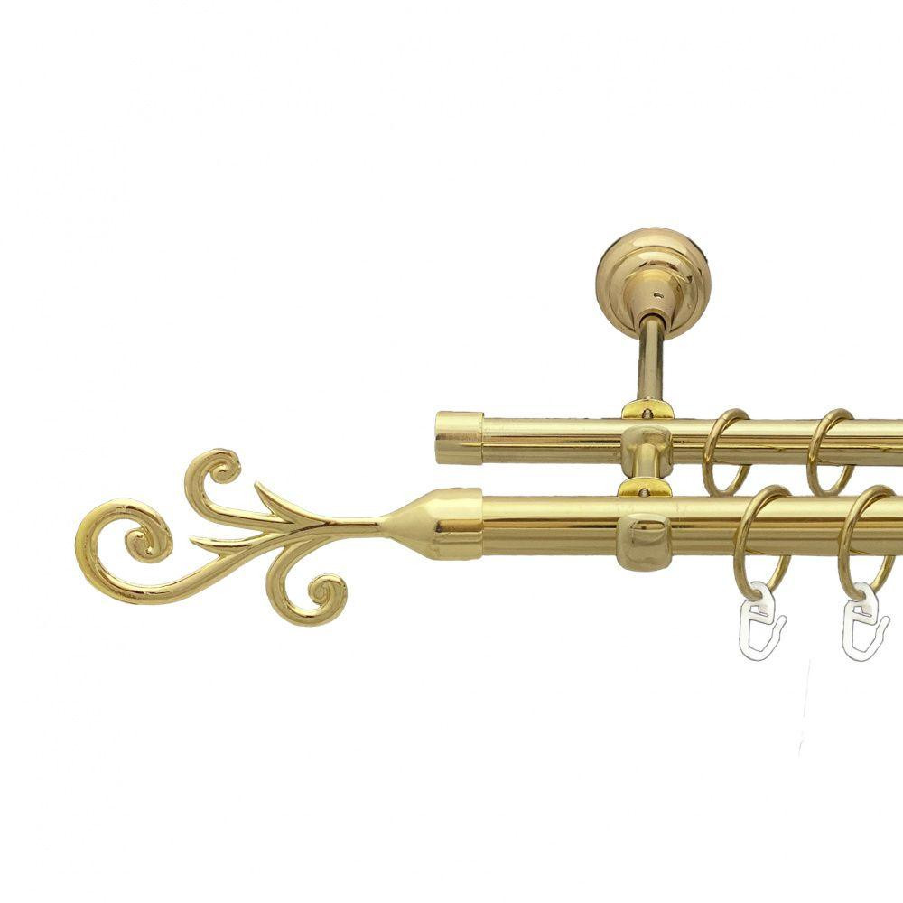 Карниз Orvit Фала металевий дворядний відкритий гладка труба кільце металеве Золото 19\16 мм 240 см (00-00013052) Львів - фото 1