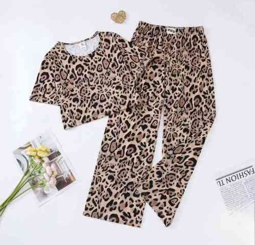 Женский домашний костюм двойка в леопардовый принт бамбук Коричневый, 48/50 Одесса